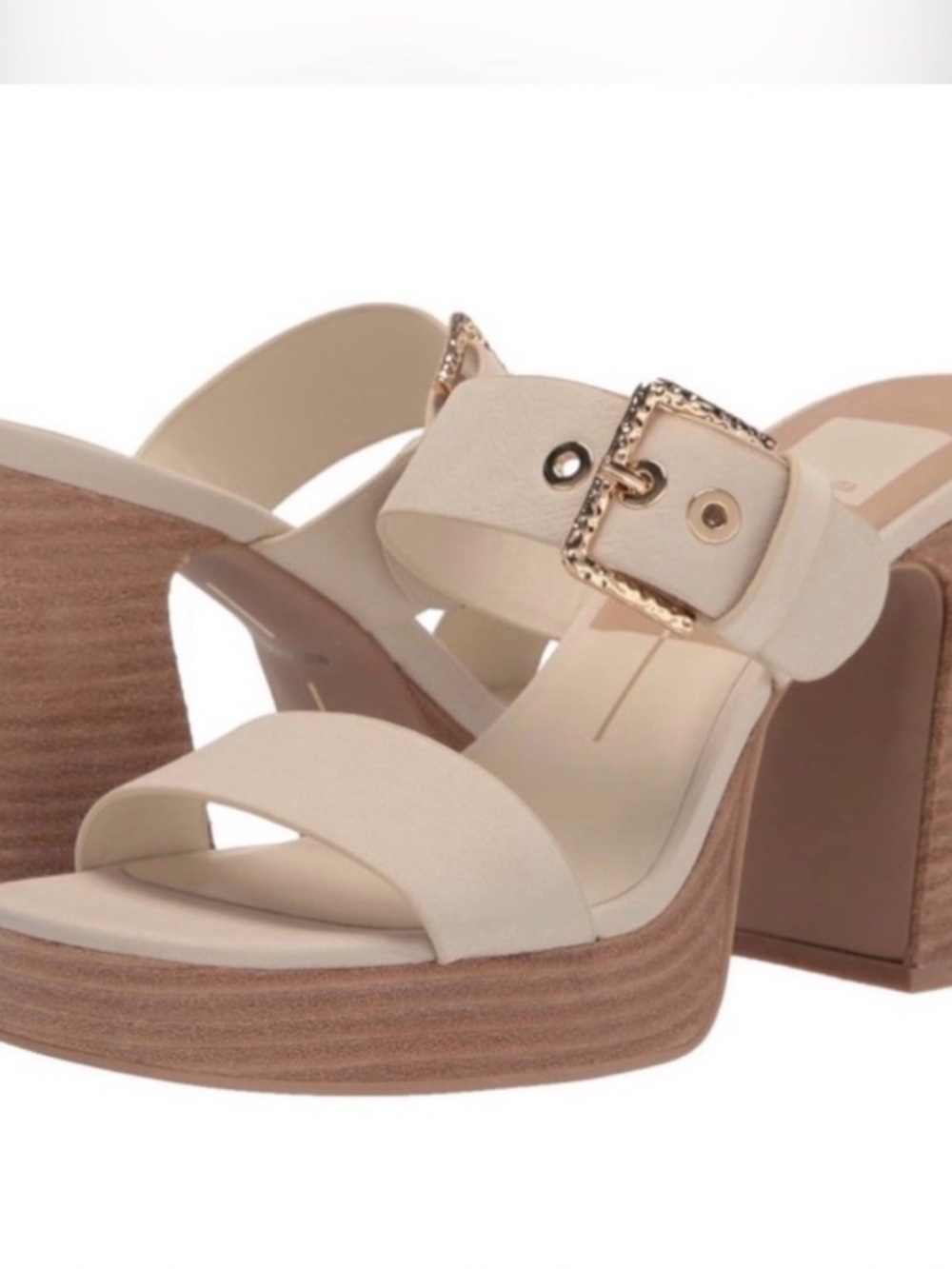 Dolce Vita Cognac Tan Leather Buckle Slide Mules